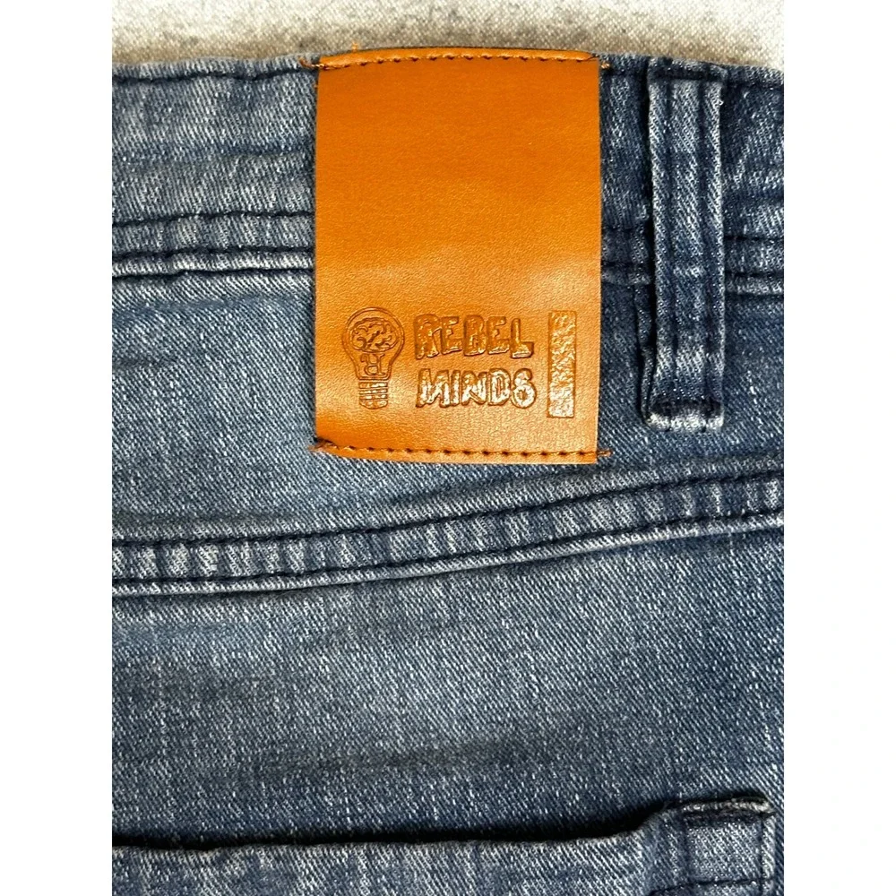 Rebel Minds Distressed Jeans Mens 32x32 Dark Blue Slim Ripped Streetwear